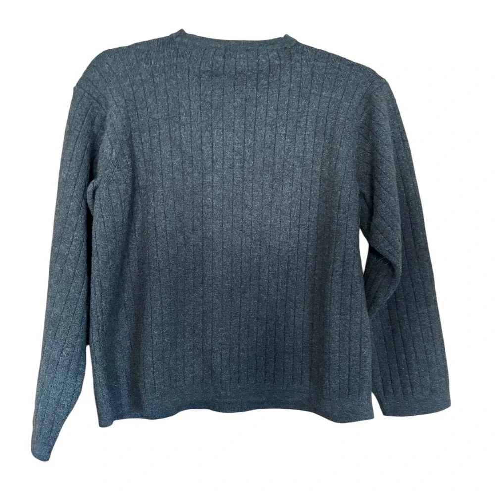 Alfani Womens Medium Grey‎ Merino Wool Ribbed Sweater Made in Italy Crew Neck M